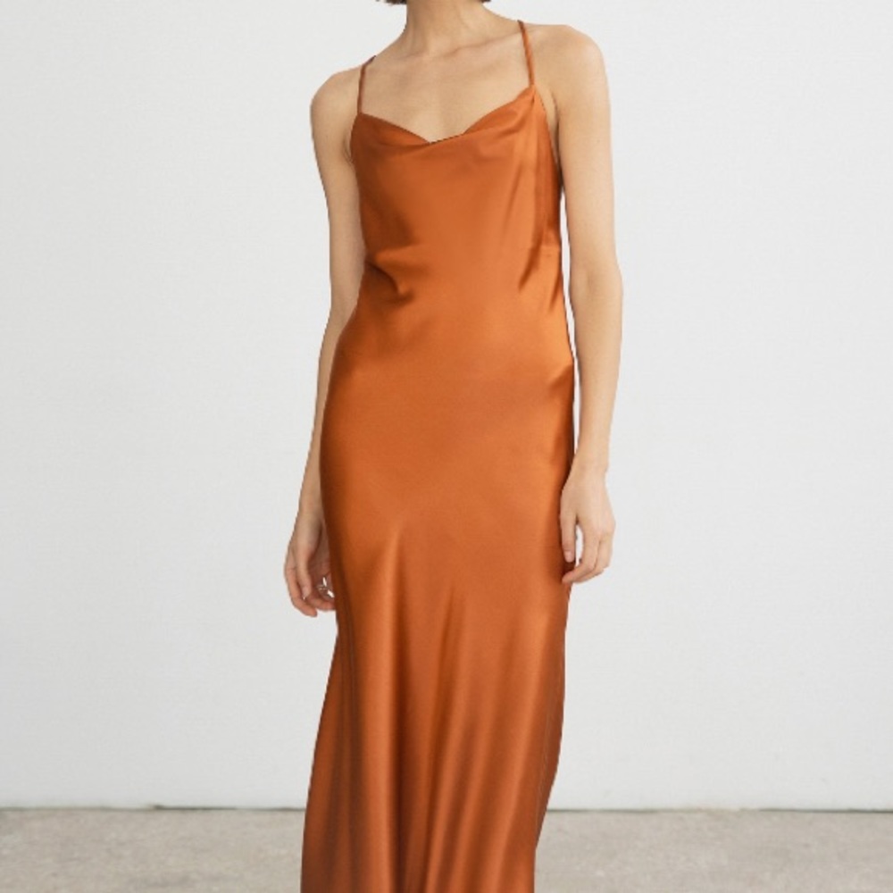 Copper silk gown (handmade, 100% silk)